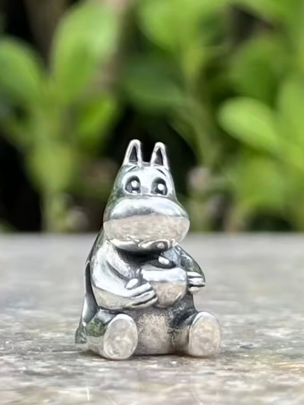 Silver Hippo Hippopotamus Moomin Charm With Apple Bead For Pandora Bracelet